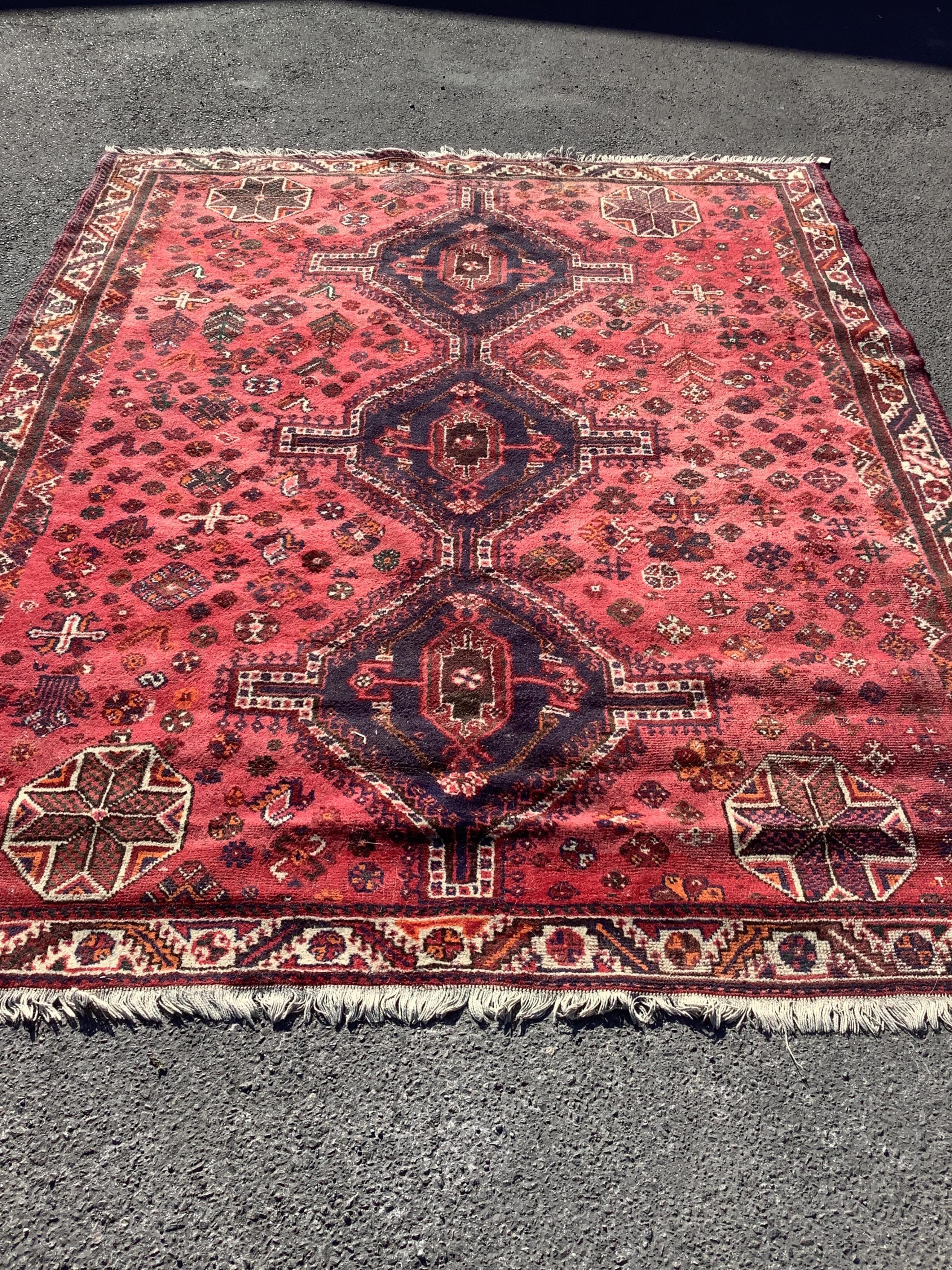 A Hamadan red ground carpet, 270 x 214cm. Condition - fair